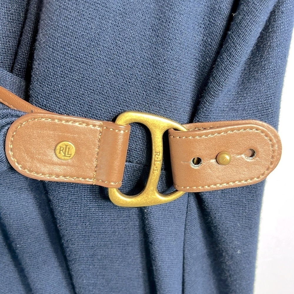 Lauren Ralph Lauren Elbow Sleeve Faux Wrap Navy Dress size XL - Picture 4 of 11